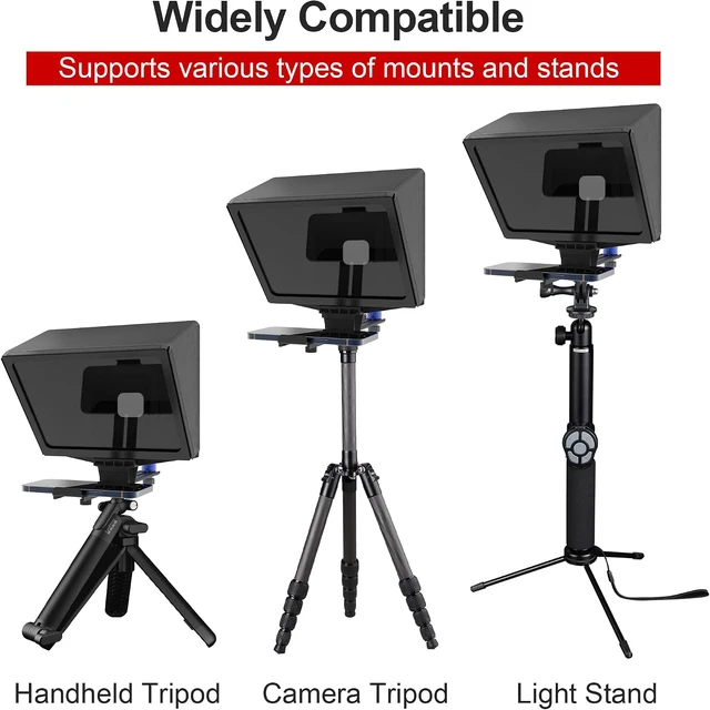 Alt view image 5 of 7 - 9.3" Teleprompter for Phone, Camera with App & Bluetooth Remote