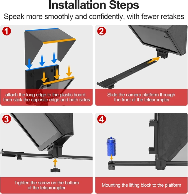 Alt view image 7 of 7 - 9.3" Teleprompter for Phone, Camera with App & Bluetooth Remote