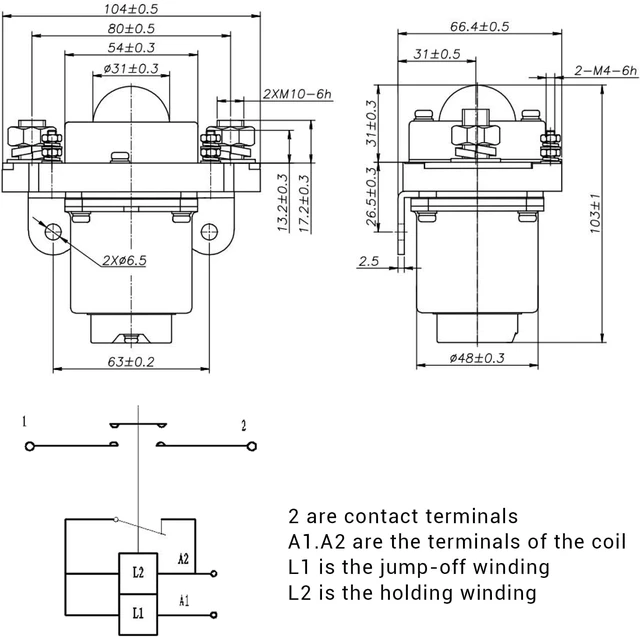 Alt view image 2 of 7 - MZJ-400A 48V 400A Solenoid Contactor Solenoid for Heavy Duty Golf Cart