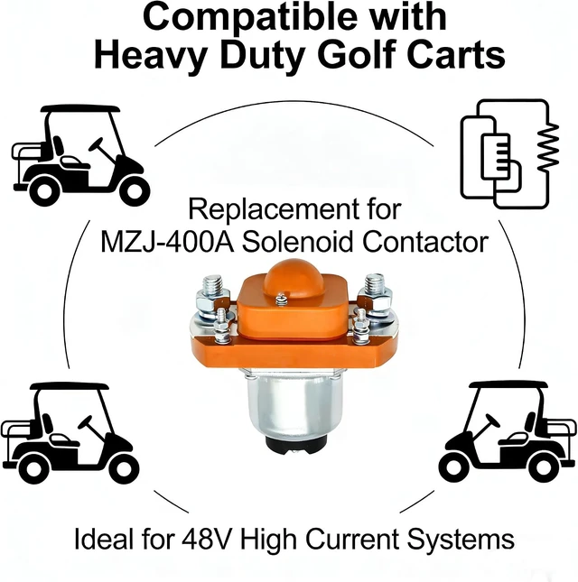 Alt view image 5 of 7 - MZJ-400A 48V 400A Solenoid Contactor Solenoid for Heavy Duty Golf Cart