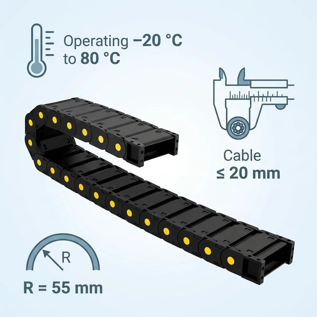 Alt view image 3 of 7 - Plastic Enclosed Cable Drag Chain 25×77mm, 4 Pack 1M Long Flexible Wire Carrier for CNC, 3D Printer & Automation Machines