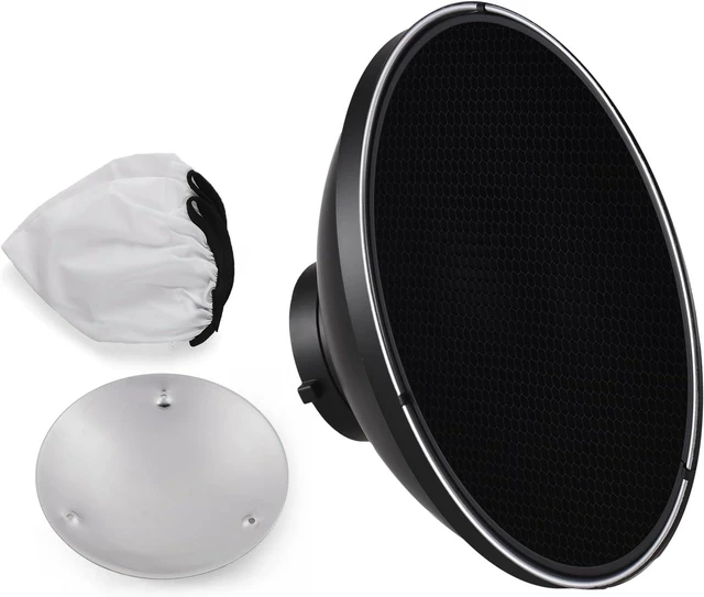 Main image of 30cm/11.8in Standard Reflector Beauty Dish Bowens Mount with White Diffuser Reflector Honeycomb Grid for Studio Portrait Photography Strobe Flash Light