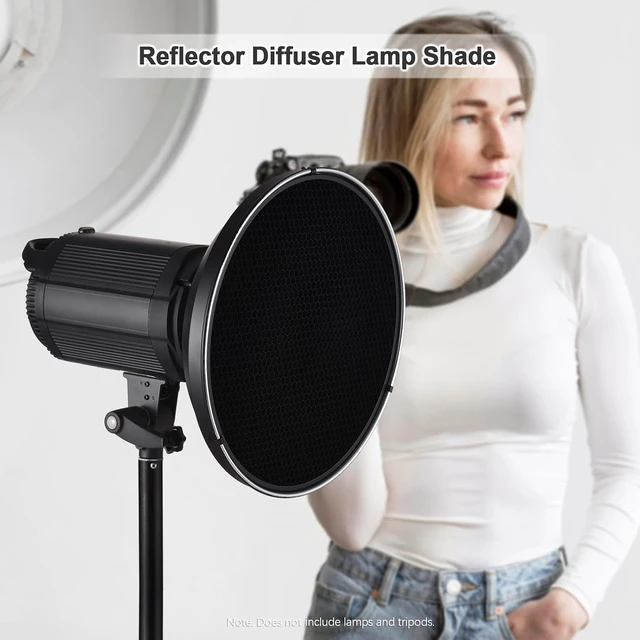 Alt view image 2 of 7 - 30cm/11.8in Standard Reflector Beauty Dish Bowens Mount with White Diffuser Reflector Honeycomb Grid for Studio Portrait Photography Strobe Flash Light