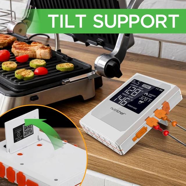 Alt view image 7 of 7 - Wireless Meat Thermometer with 2 Stainless Steel Probes Bluetooth & WiFi App for Food Temp Monitoring & Remote Alerts, Digital Display, for Grilling & BBQ Smoking