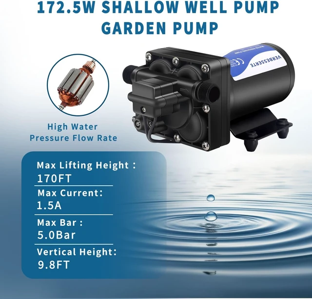 Alt view image 3 of 6 - RV Fresh Water Pump 110V Water High Pressure Increase Booster Pump for Home Irrigation,5.5GPM 75PSI Marine Boat Washdown Pump for Garden,Diaphragm on Demand Water Pump for Yard Camp Yacht