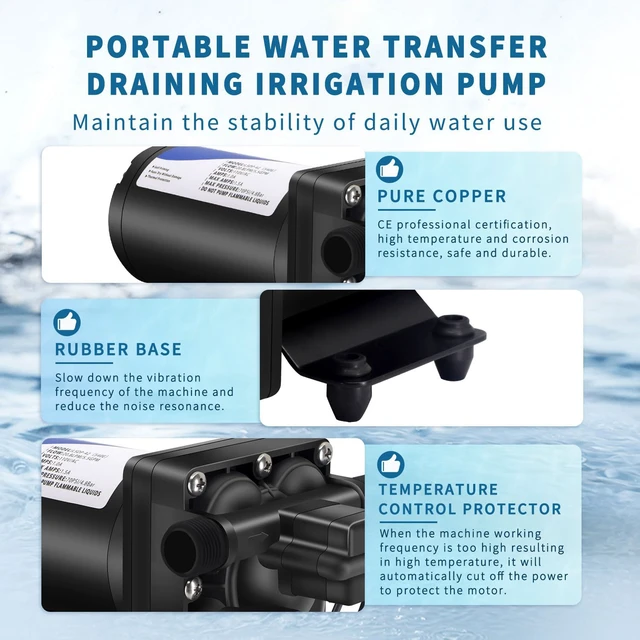 Alt view image 5 of 6 - RV Fresh Water Pump 110V Water High Pressure Increase Booster Pump for Home Irrigation,5.5GPM 75PSI Marine Boat Washdown Pump for Garden,Diaphragm on Demand Water Pump for Yard Camp Yacht