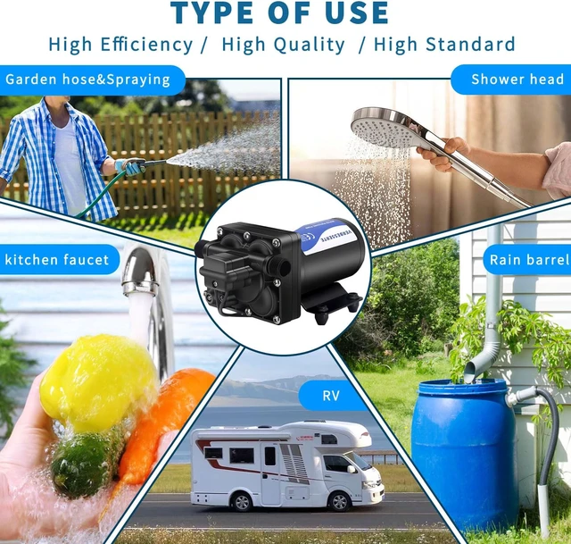 Alt view image 6 of 6 - RV Fresh Water Pump 110V Water High Pressure Increase Booster Pump for Home Irrigation,5.5GPM 75PSI Marine Boat Washdown Pump for Garden,Diaphragm on Demand Water Pump for Yard Camp Yacht