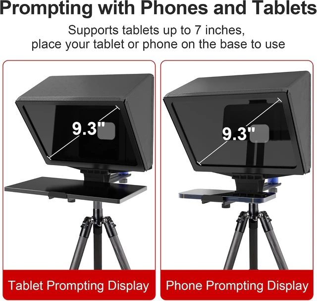 Alt view image 2 of 7 - 9.3" Teleprompter for Phone, Camera with App & Bluetooth Remote