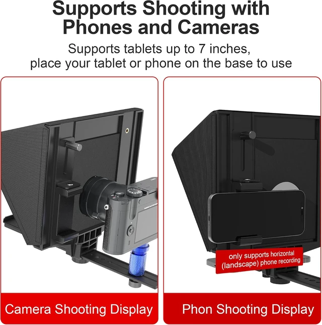 Alt view image 3 of 7 - 9.3" Teleprompter for Phone, Camera with App & Bluetooth Remote