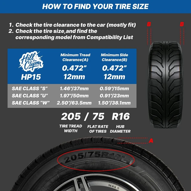 Alt view image 4 of 7 - Snow Chains for Car Tires, Tire Chains for Passenger Cars, Sedan, SUVs, Quick Fit & Easy Installation Snow Tire Chains, Portable Reusable Emergency Tire Traction Chain, Set of 2 (HP1540)