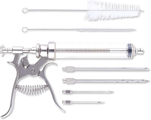 Alt view image 2 of 7 - Professional Automatic BBQ Meat Marinade Injector Gun Kit with Case, 2 oz Large Capacity Barrel and 4 Commercial Grade Marinade Needles.