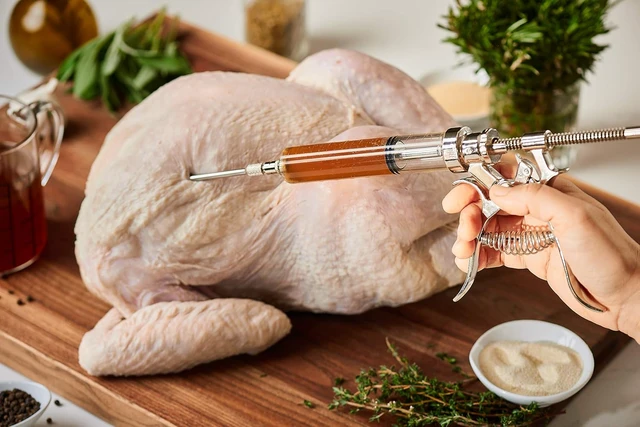 Alt view image 3 of 7 - Professional Automatic BBQ Meat Marinade Injector Gun Kit with Case, 2 oz Large Capacity Barrel and 4 Commercial Grade Marinade Needles.