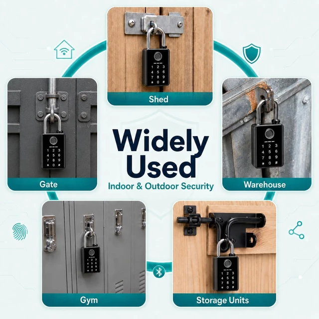 Alt view image 7 of 7 - Heavy Duty Fingerprint Padlock, Smart Padlock Outdoor, Biometric Padlock