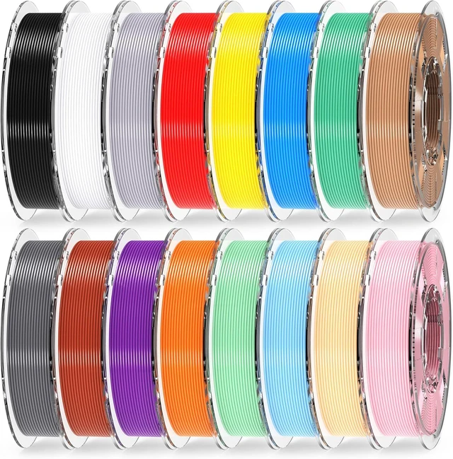 Main image of 200gx16 PLA+ Filament Bundle 1.75mm, 16 Colors PLA Plus 3D Printing Filaments, Dimensional Accuracy +/- 0.02 mm, 200gX16 Spools