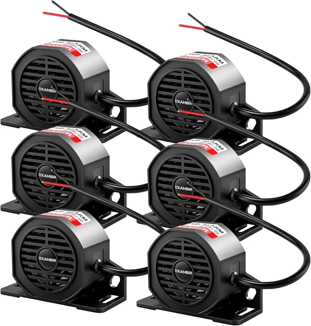 Main image of Back up Alarm for Trucks 110dB 12V-48V DC Industrial Heavy-Duty Backup Reverse Warning Alarm Super Loud Beeper for Truck Van Freight Car Lorry Heavy Vehicles Equipped with Wires 6Pcs