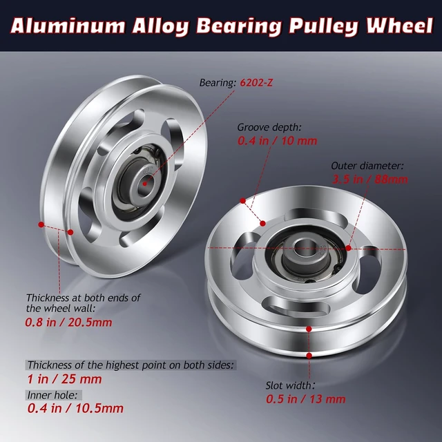 Alt view image 2 of 7 - 2pcs Aluminum Alloy Pulley Peel and Stick Wallpaper Pulldown Attachments Pulley Wheel Aluminum Gym