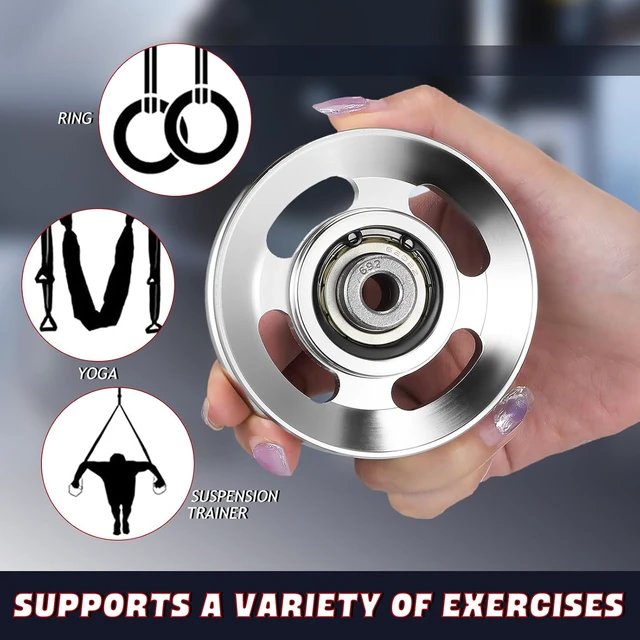 Alt view image 5 of 7 - 2pcs Aluminum Alloy Pulley Peel and Stick Wallpaper Pulldown Attachments Pulley Wheel Aluminum Gym