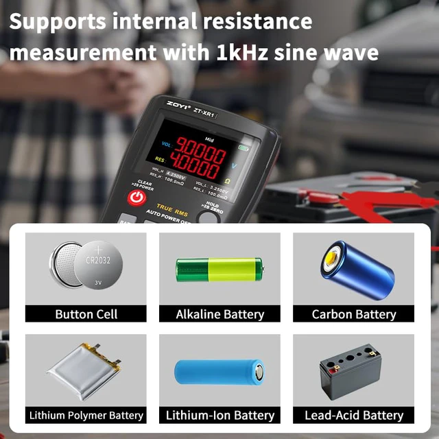 Alt view image 4 of 7 - Battery Internal Resistance Tester 2 in 1 multimeter Battery Voltage Meter Car Battery Tester for AAA AA Model 0.1m-200