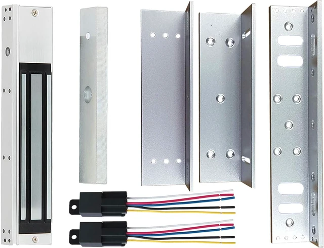 Alt view image 5 of 7 - Outdoor Indoor Waterproof 12VDC 24VDC 600lbs Holding Force Magnetic Door Lock with Z and L Brackets for Access Control Door and Gate Opener, Fail Safe Electromagnetic Door Lock Gate Lock