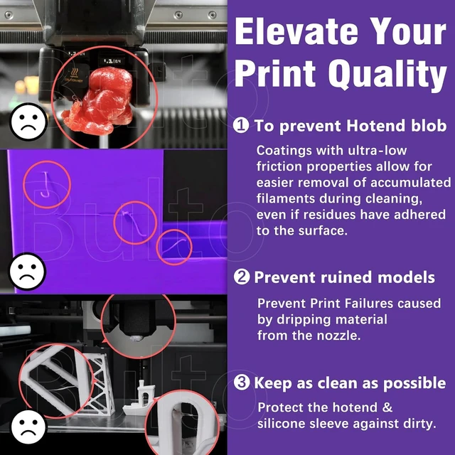 Alt view image 5 of 7 - 4-Pack Upgraded A2L/H2/X2D/P2S Hotend Kit with Anti-Stick MPVD Coating - High Speed Hardened Steel P2S Nozzle for Bambu Lab P2S,X2D/H2S,H2C,H2D,A2L,A1 3D Printers, Bamboo P2S Parts(0.2/0.4/0.6/0.8mm)