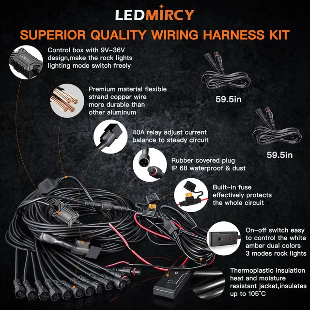 Alt view image 5 of 7 - Rock Lights, 3 Modes White&Amber Rock Light Memory Function Kit