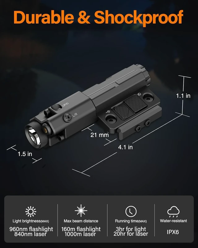 Alt view image 4 of 7 - MLOK/Picatinny Mounted 940nm IR Illuminator & IR Laser Combo for Night Vision