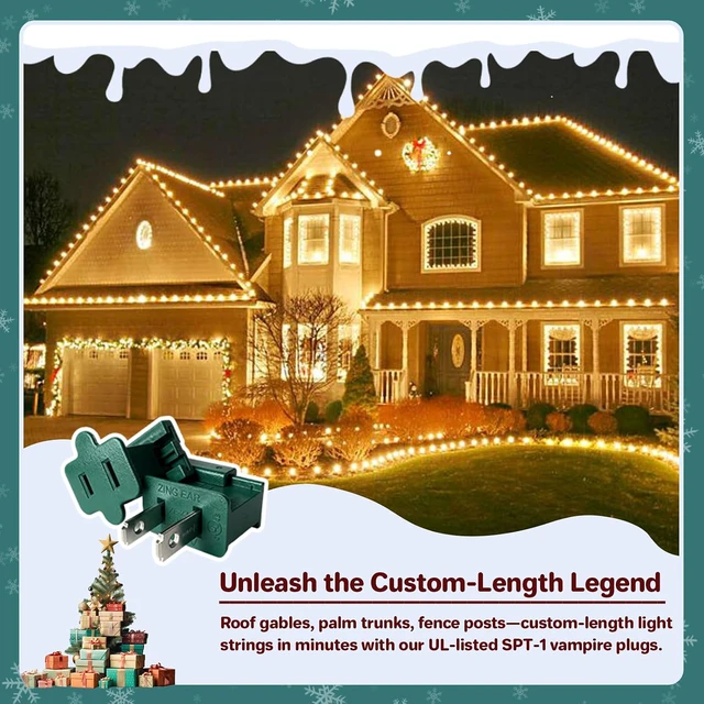 Alt view image 5 of 6 - 100Pcs SPT-1 Christmas Lighting Female Plugs Bulk, UL Listed Vampire Plugs