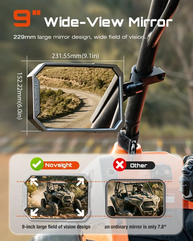 Alt view image 2 of 7 - UTV Side Mirrors-Wider View UTV Mirrors Fits 1.5"-2.0" Roll Cage
