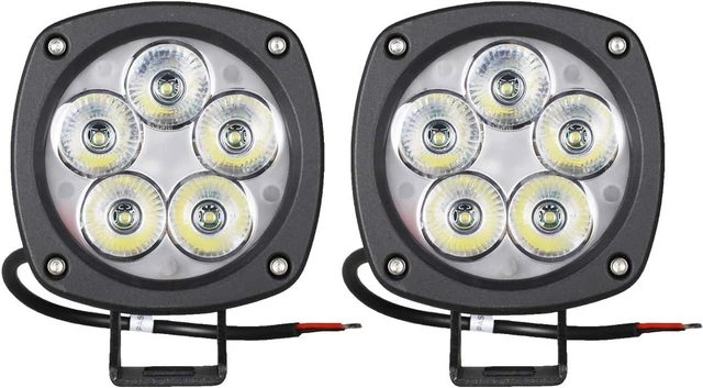 Main image of Off-Road 4" Square Utility LED Work Light, 6000K Cool-White Spot Beam, Fits Caterpillar & John Deere Tractors, Plug & Use DT Connector, Corrosion Resistant Waterproof, 2-Pack