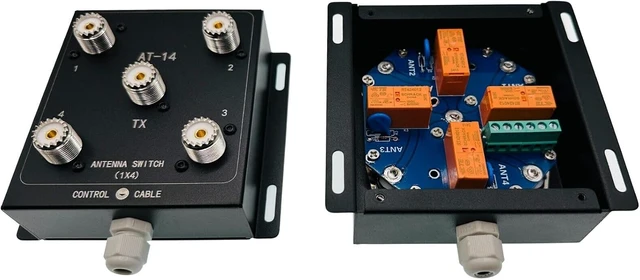 Alt view image 3 of 6 - AT-14 Heavy-Duty 4-Way Coaxial Remote Antenna Switch Kit - 500W PEP, 1.8MHz-60MHz, SO-239 Connectors