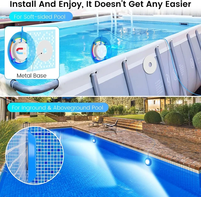 Alt view image 2 of 7 - LED Pool Lights, 20W Smart RGB Magnetic Submersible Light with APP