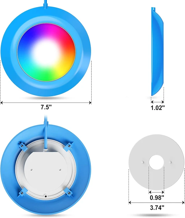 Alt view image 7 of 7 - LED Pool Lights, 20W Smart RGB Magnetic Submersible Light with APP