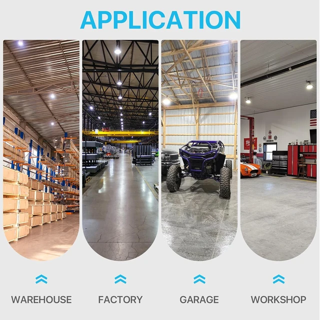 Alt view image 7 of 7 - UFO LED High Bay Lights: 150W High Bay LED Shop Light 21,000LM 5000K, 1-10V Dimmable UFO Lights with 110V Plug 5FT Cable, UL Listed High Bay LED Lights for Warehouse Garage Workshop