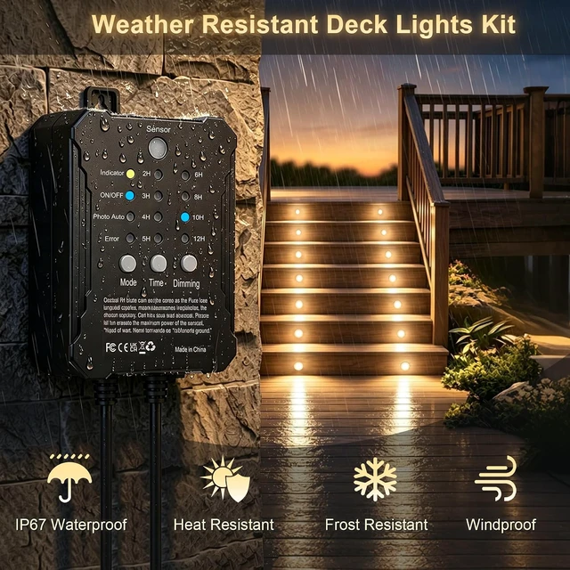 Alt view image 3 of 7 - Dimmable LED Deck Lights with Timer and Photocell Sensor, 20 Pack Recessed Deck Lights Kit, IP67 Waterproof Outdoor Low Voltage Deck Lighting for Step, Stair, Garden, Yard, Patio, Floor Decor
