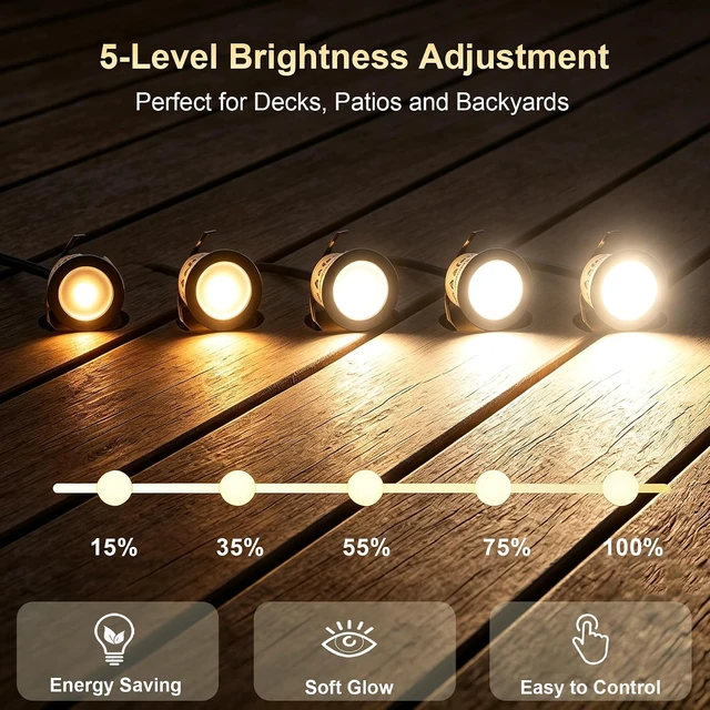 Alt view image 4 of 7 - Dimmable LED Deck Lights with Timer and Photocell Sensor, 20 Pack Recessed Deck Lights Kit, IP67 Waterproof Outdoor Low Voltage Deck Lighting for Step, Stair, Garden, Yard, Patio, Floor Decor