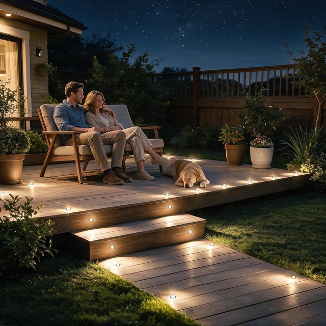 Alt view image 7 of 7 - Dimmable LED Deck Lights with Timer and Photocell Sensor, 20 Pack Recessed Deck Lights Kit, IP67 Waterproof Outdoor Low Voltage Deck Lighting for Step, Stair, Garden, Yard, Patio, Floor Decor