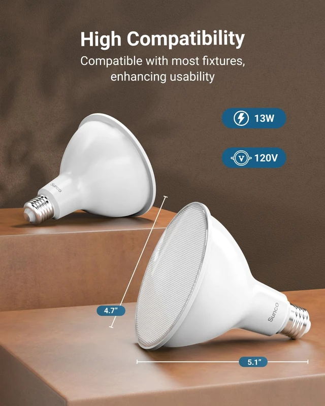 Alt view image 4 of 5 - Sunco 16 Pack PAR38 LED Flood Light Bulb, 13W=100W, Dimmable Waterproof