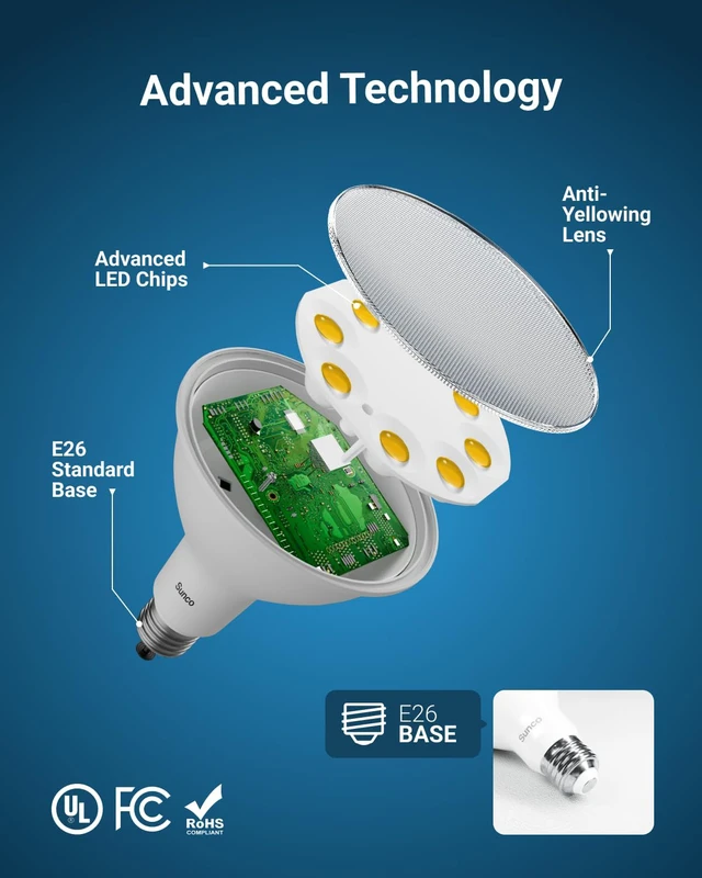 Alt view image 5 of 5 - Sunco 16 Pack PAR38 LED Flood Light Bulb, 13W=100W, Dimmable Waterproof