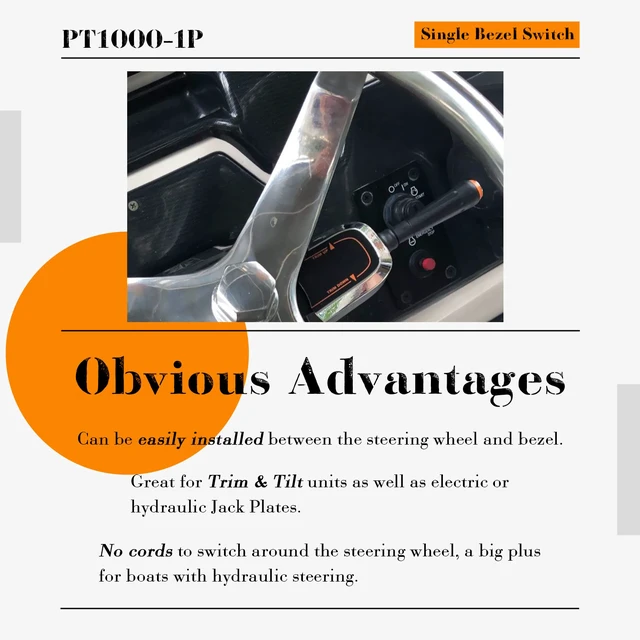 Alt view image 4 of 7 - Bezel Control Switch PT1000-1P, Blinker Style Lever Switch for Engine Trim & Jack Plate, Fit for Seastar Hydraulic, Cable and Tilt Steering, Replace for Seastar Protrim Control PT1000-1P