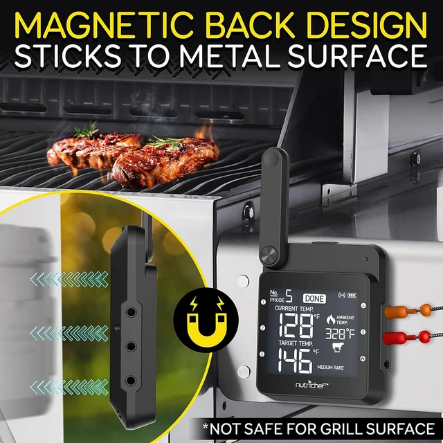 Alt view image 2 of 3 - Smart BBQ Thermometer - Rechargeable Dual Probe System with WiFi & Bluetooth for Precise Grilling, Easy-to-Read Digital Display, Compatible with Any Smartphone for Outdoor Barbecue & Smoker