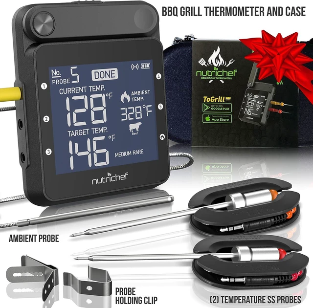 Alt view image 3 of 3 - Smart BBQ Thermometer - Rechargeable Dual Probe System with WiFi & Bluetooth for Precise Grilling, Easy-to-Read Digital Display, Compatible with Any Smartphone for Outdoor Barbecue & Smoker