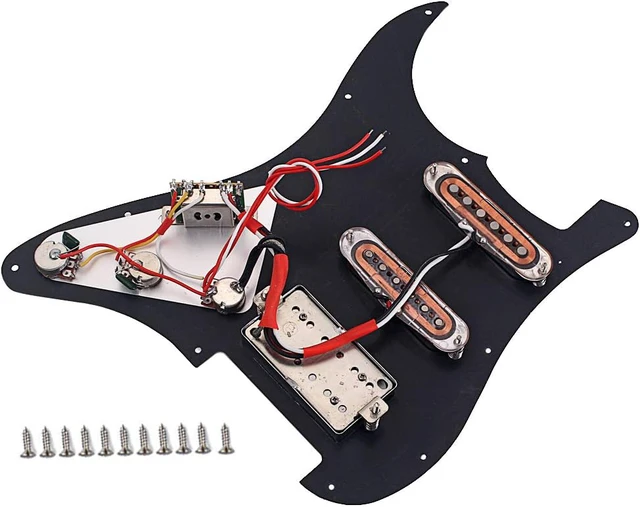 Alt view image 3 of 6 - Prewired Loaded Pickguard,Guitar Pickguard with Humbucker SSH Pickup Set, Alnico V High Output Single Coil Pickups With 3-ply Loaded Pick Guard Pick-ups for Stratocaster Guitar Replacement Parts