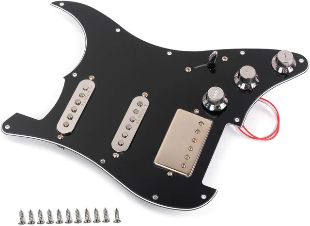 Alt view image 6 of 6 - Prewired Loaded Pickguard,Guitar Pickguard with Humbucker SSH Pickup Set, Alnico V High Output Single Coil Pickups With 3-ply Loaded Pick Guard Pick-ups for Stratocaster Guitar Replacement Parts