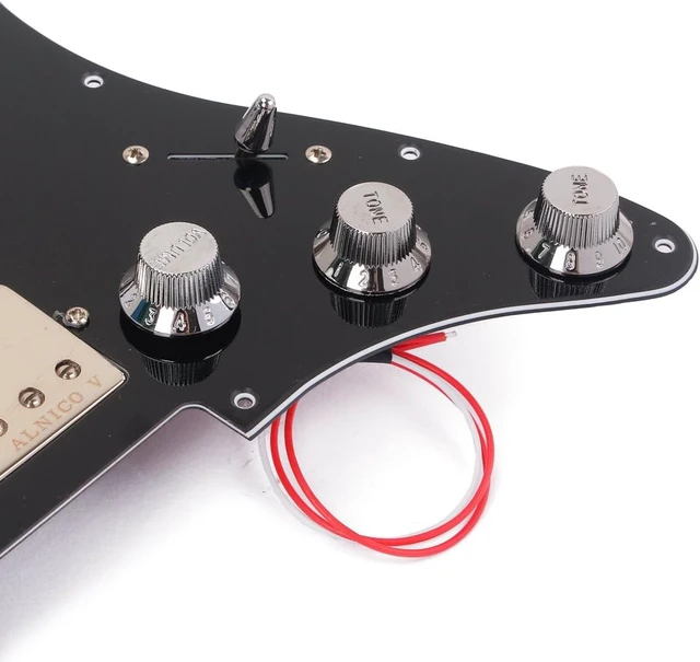 Alt view image 5 of 6 - Prewired Loaded Pickguard,Guitar Pickguard with Humbucker SSH Pickup Set, Alnico V High Output Single Coil Pickups With 3-ply Loaded Pick Guard Pick-ups for Stratocaster Guitar Replacement Parts