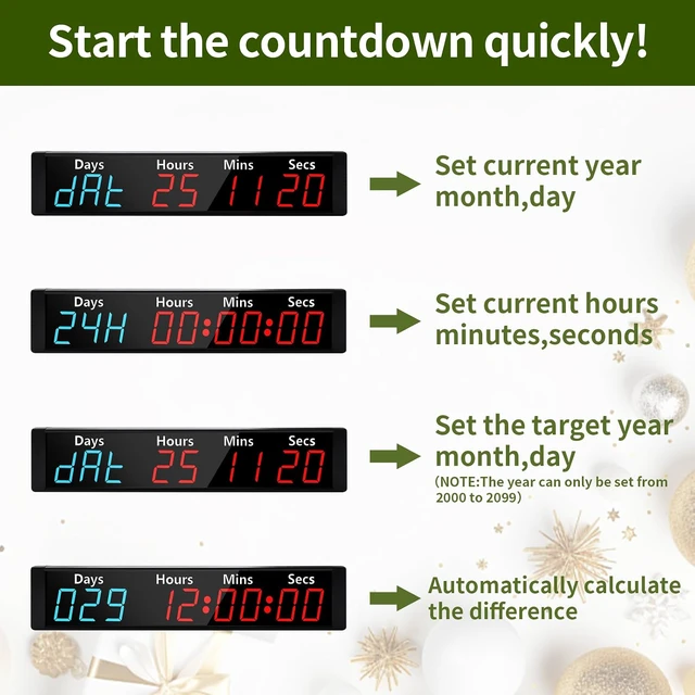 Alt view image 3 of 7 - Digital 999 Days Countdown Count Up Timer Clock with RGB Color