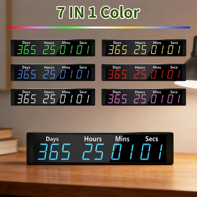 Alt view image 6 of 7 - Digital 999 Days Countdown Count Up Timer Clock with RGB Color
