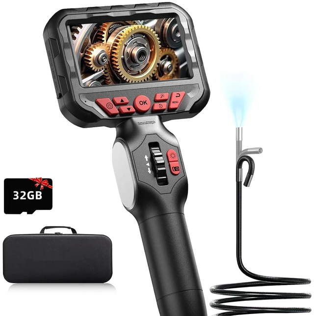 Main image of 2-Way Articulating Borescope w/Light,0.24in Probe Endoscope for Auto Engine