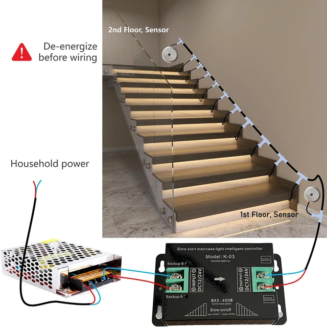 Alt view image 5 of 7 - 2-Wire PLC Motion Sensor Controller for Stair & Corridor LED Lights
