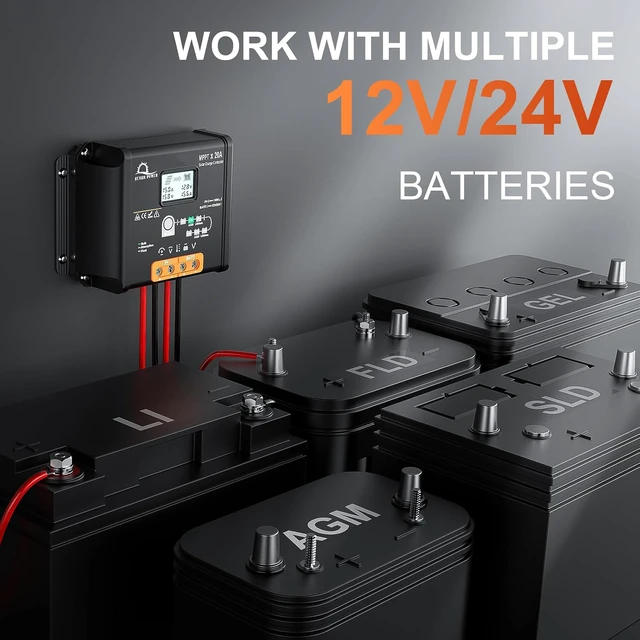 Alt view image 4 of 7 - 20 Amp 12V 24V MPPT Solar Charge Controller