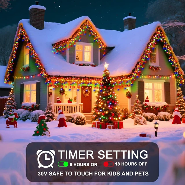 Alt view image 4 of 6 - 98 Ft Ice Light for Outside, 900 LED Christmas Lights Outdoor Plug in, Christmas Ice Lighting with 8 Modes & Timer for Holiday, Party, Wedding, House, Patio, Outdoor Decor(Multicolor)